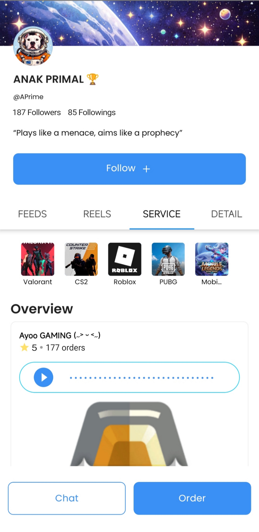 Mabar Profile Screen